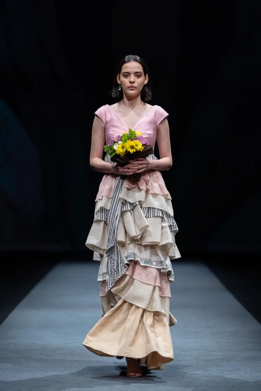 دامن جین دار سنتی گل زرد